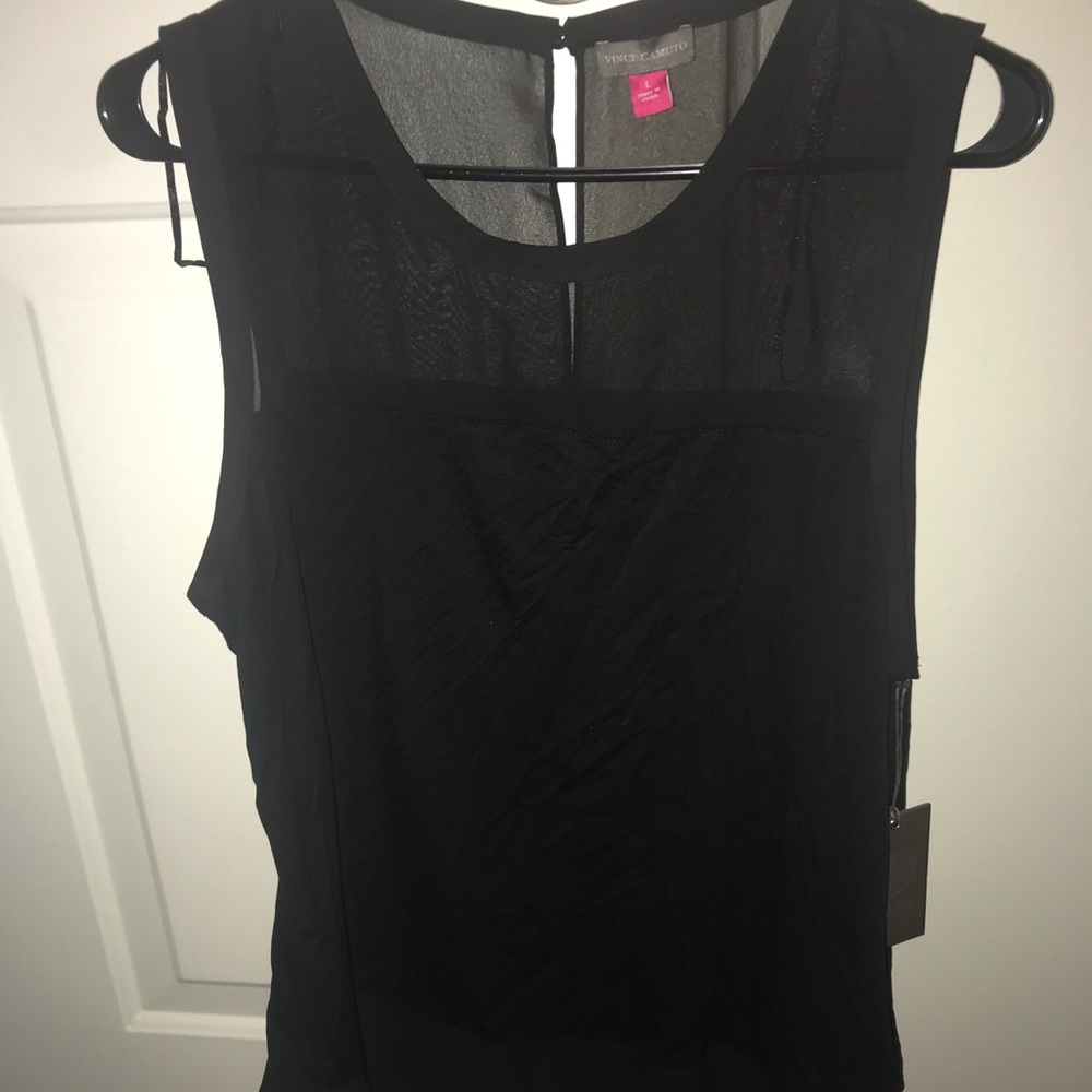 Sheer over lay black top! Vince Camuto